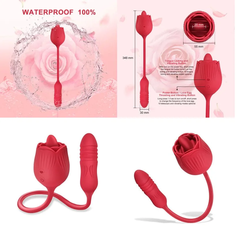 Trứng rung hoa hồng rung thụt kèm lưỡi liếm bao phê