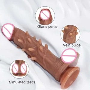 Dương Vật Giả Gân Gai Hít Tường Da Nâu